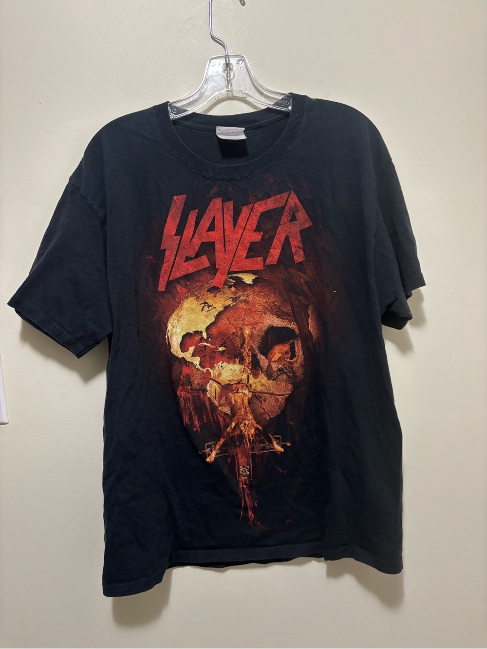 Vintage Slayer Christ Illusion World Skull Graphic T-Shirt